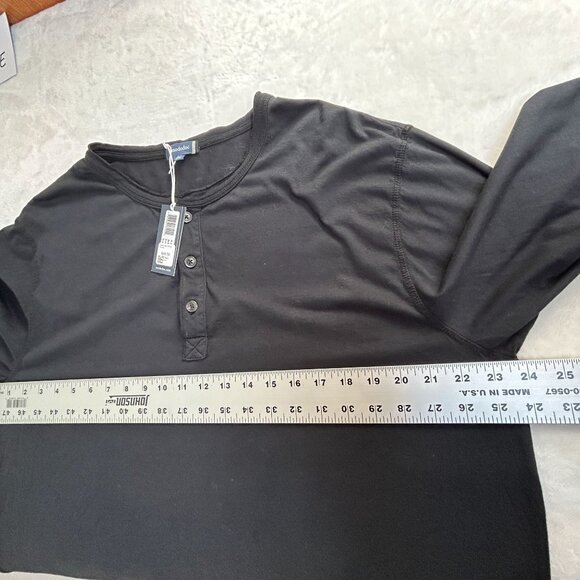 Mododoc Mens Black Seal Long Sleeve Henley Shirt Size XL 100% Cotton Casual New - Picture 6 of 7